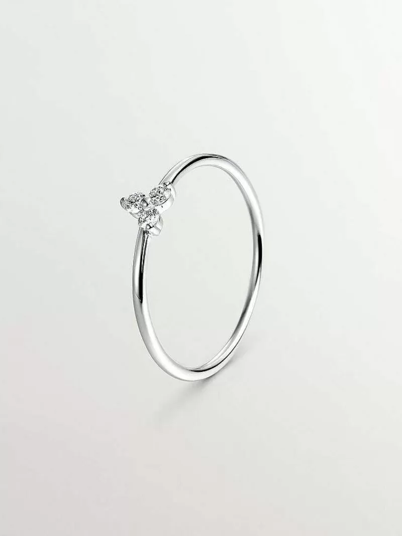 Aristocrazy Anillos Con Diamantes-Anillo De Oro Blanco De 18K Con Diamantes