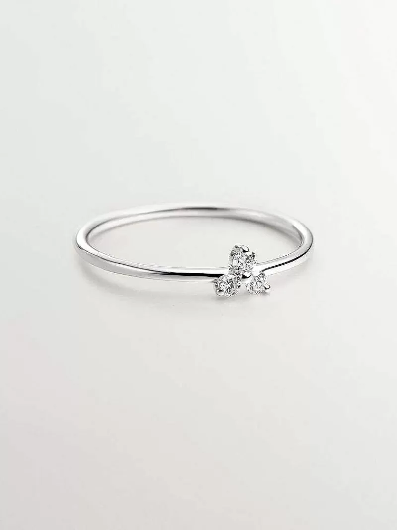 Aristocrazy Anillos Con Diamantes-Anillo De Oro Blanco De 18K Con Diamantes