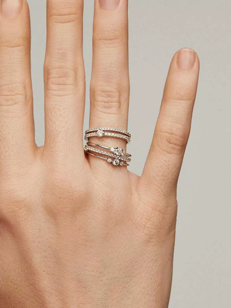 Aristocrazy Anillos De Compromiso-Anillo De Oro Blanco De 18K Con Diamantes