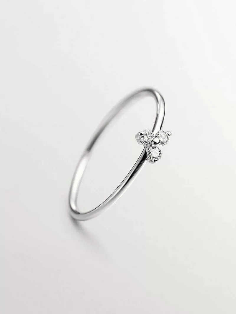 Aristocrazy Anillos De Compromiso-Anillo De Oro Blanco De 18K Con Diamantes