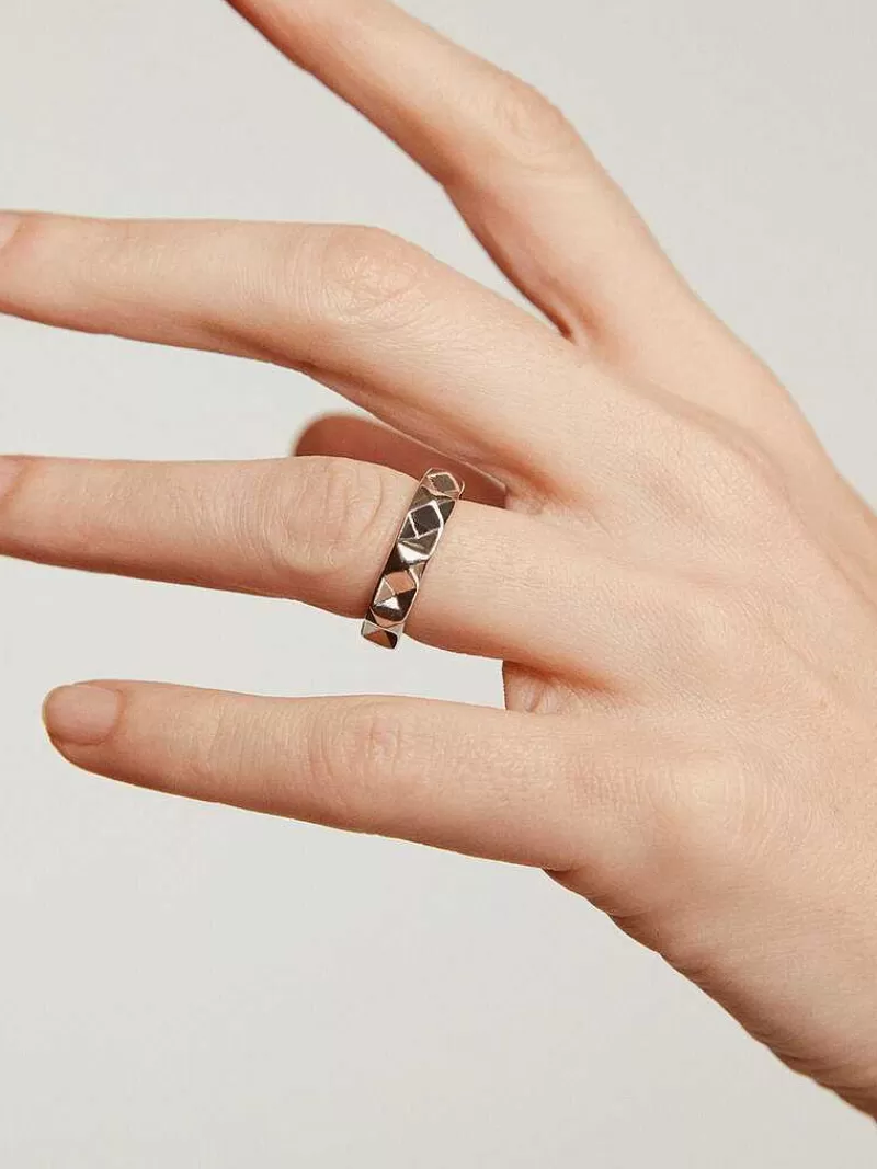 Aristocrazy Anillos De Plata-Anillo De Plata 925 Con Acabado Geometrico