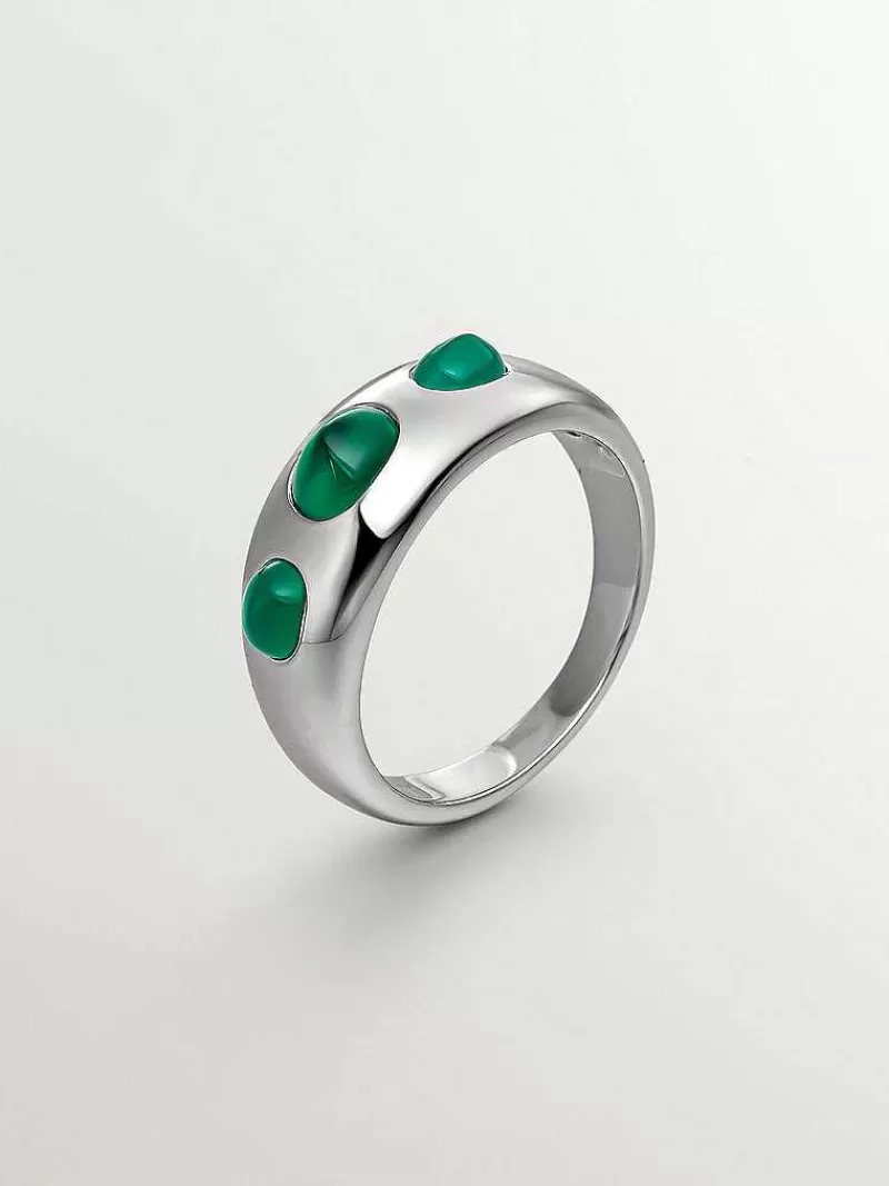 Aristocrazy Anillos De Plata-Anillo De Plata 925 Con Calcedonia Verde