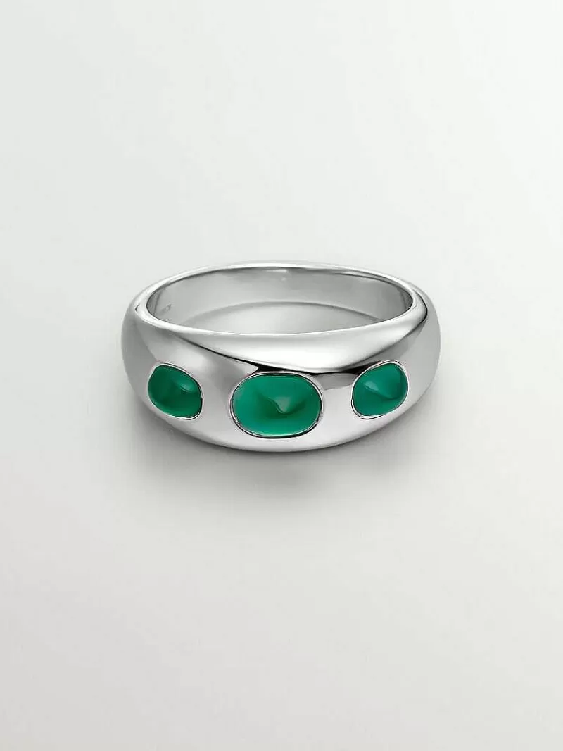 Aristocrazy Anillos De Plata-Anillo De Plata 925 Con Calcedonia Verde