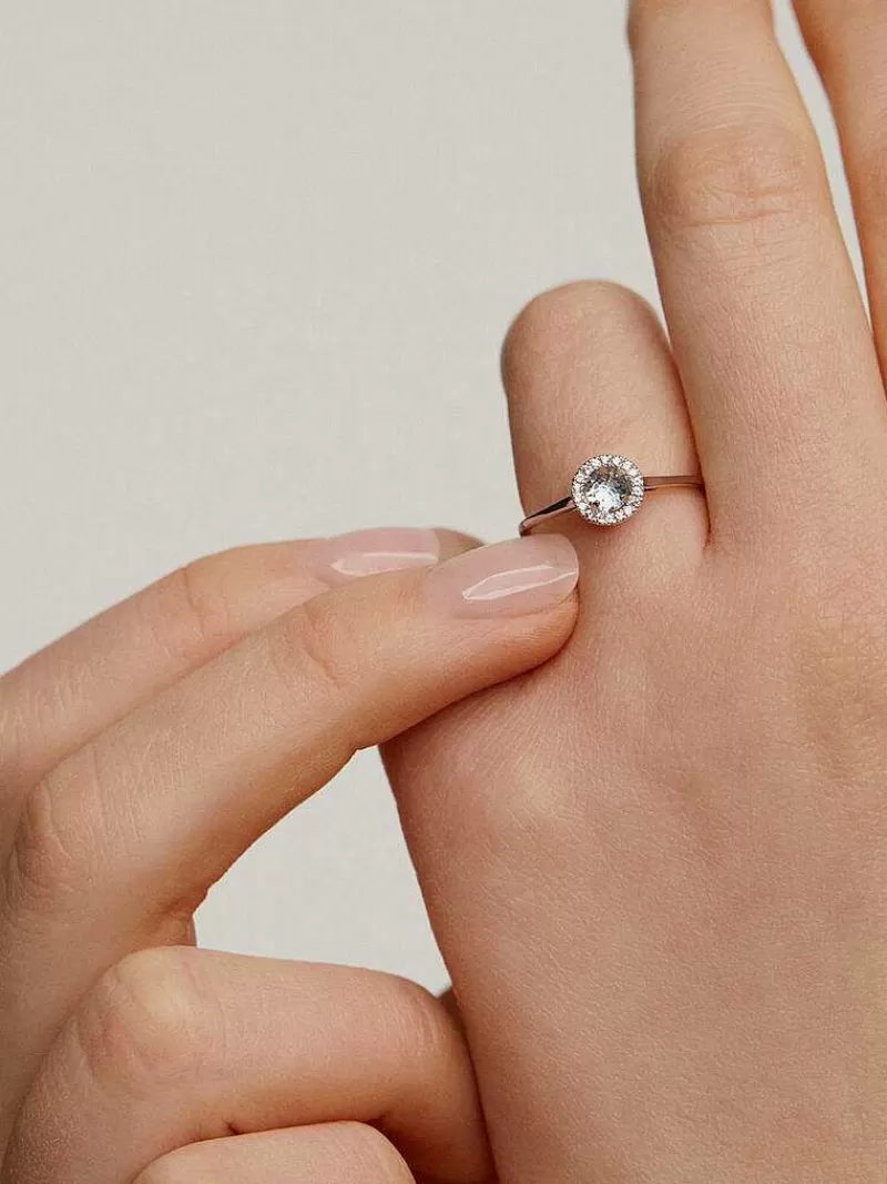 Aristocrazy Anillos De Plata-Anillo De Plata 925 Con Topacio Azul Y Zafiros Blancos