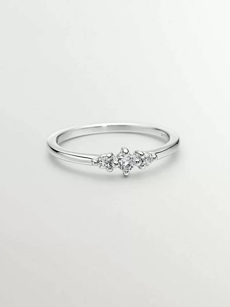 Aristocrazy Anillos De Compromiso-Anillo De Plata 925 Con Topacios Blancos