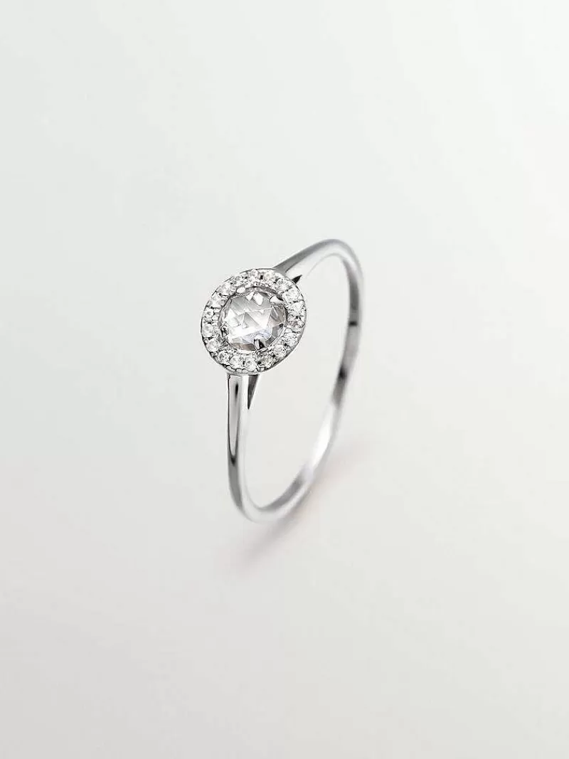 Aristocrazy Anillos De Plata-Anillo De Plata 925 Con Topacios Blancos Y Zafiros Blancos