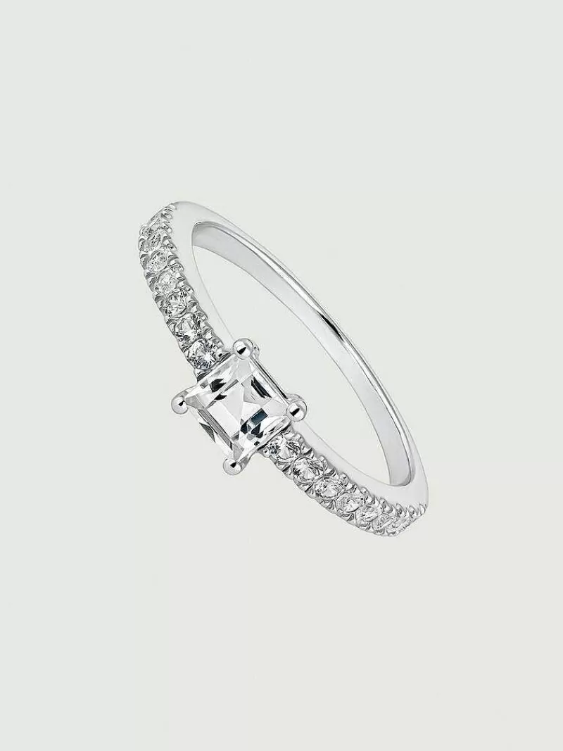 Aristocrazy Anillos De Compromiso-Anillo De Plata 925 Con Topacios Y Zafiros Blancos