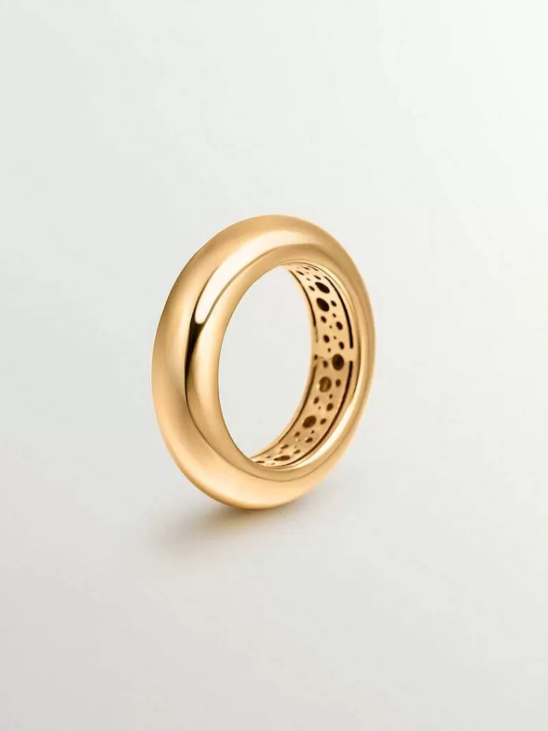 Aristocrazy Anillos De Plata-Anillo Grueso De Plata 925 Banada En Oro Amarillo De 18K