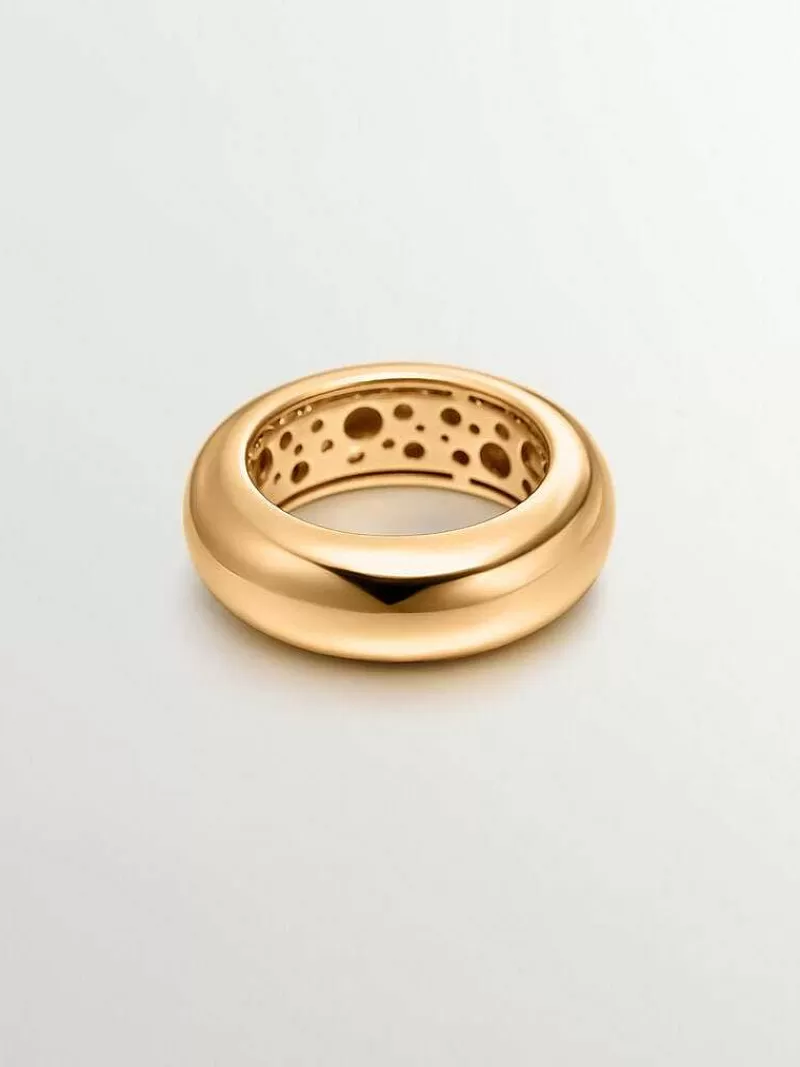 Aristocrazy Anillos De Plata-Anillo Grueso De Plata 925 Banada En Oro Amarillo De 18K