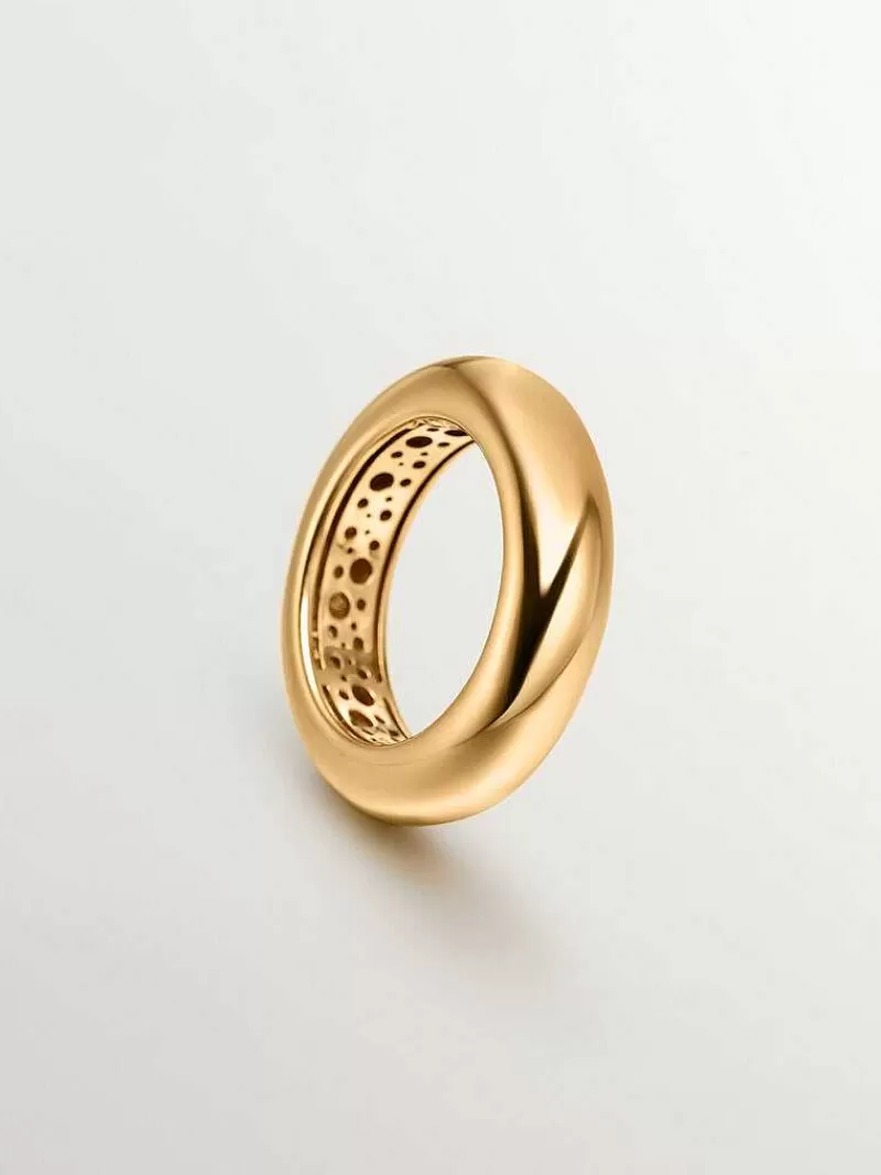 Aristocrazy Anillos De Plata-Anillo Grueso De Plata 925 Banada En Oro Amarillo De 18K