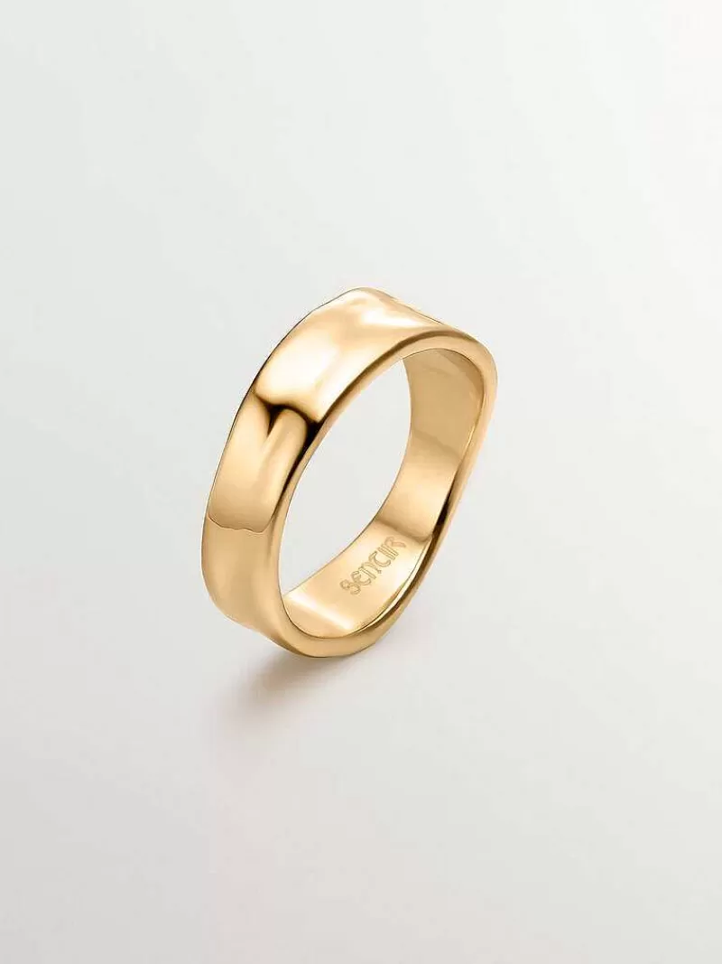 Aristocrazy Anillos De Plata-Anillo Irregular De Plata 925 Banada En Oro Amarillo De 18K