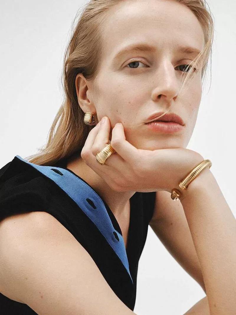 Aristocrazy Anillos De Plata-Anillo Tubogas De Plata 925 Banada En Oro Amarillo De 18K