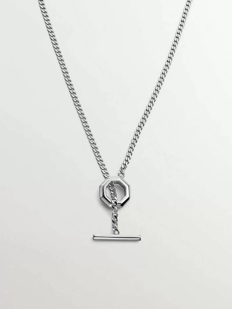 Aristocrazy Collares De Plata-Cadena De Plata 925 Con Acabado Geometrico