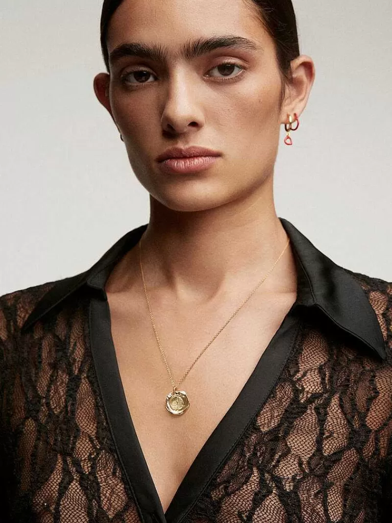 Aristocrazy Charms De Letras-Charm Artesanal De Plata 925 Banada En Oro Amarillo De 18K Con Inicial D
