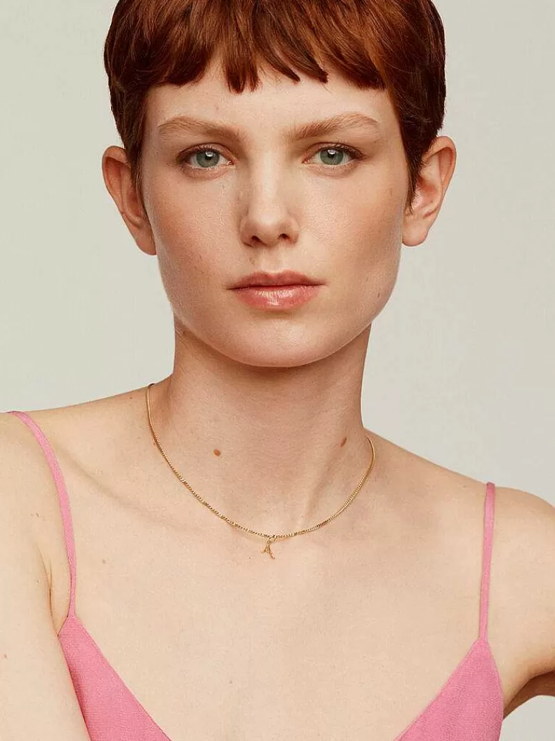 Aristocrazy Conectores-Charm De Plata 925 Banada En Oro Amarillo De 18K Con Inicial A