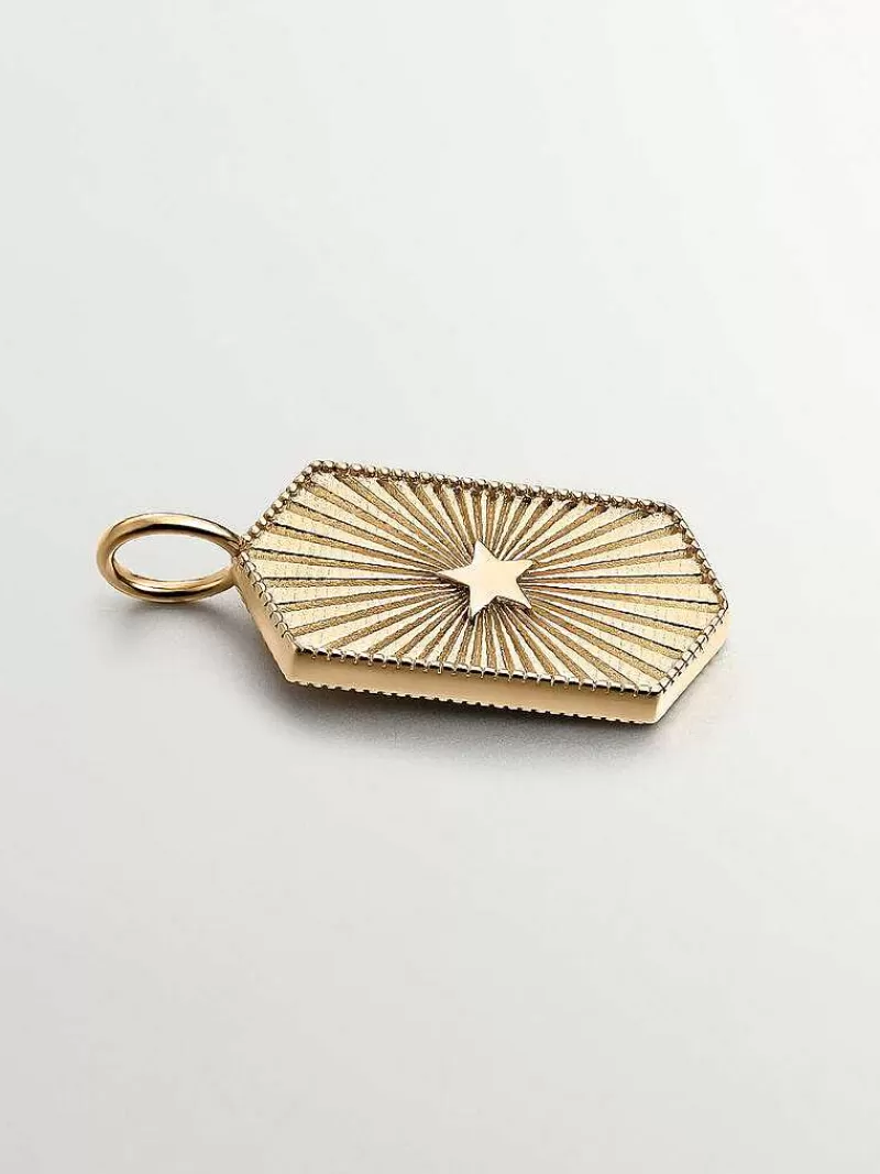 Aristocrazy Charms De Plata-Charm De Plata 925 Banada En Oro Amarillo De 18K Fuego Con Esmalte Rosa