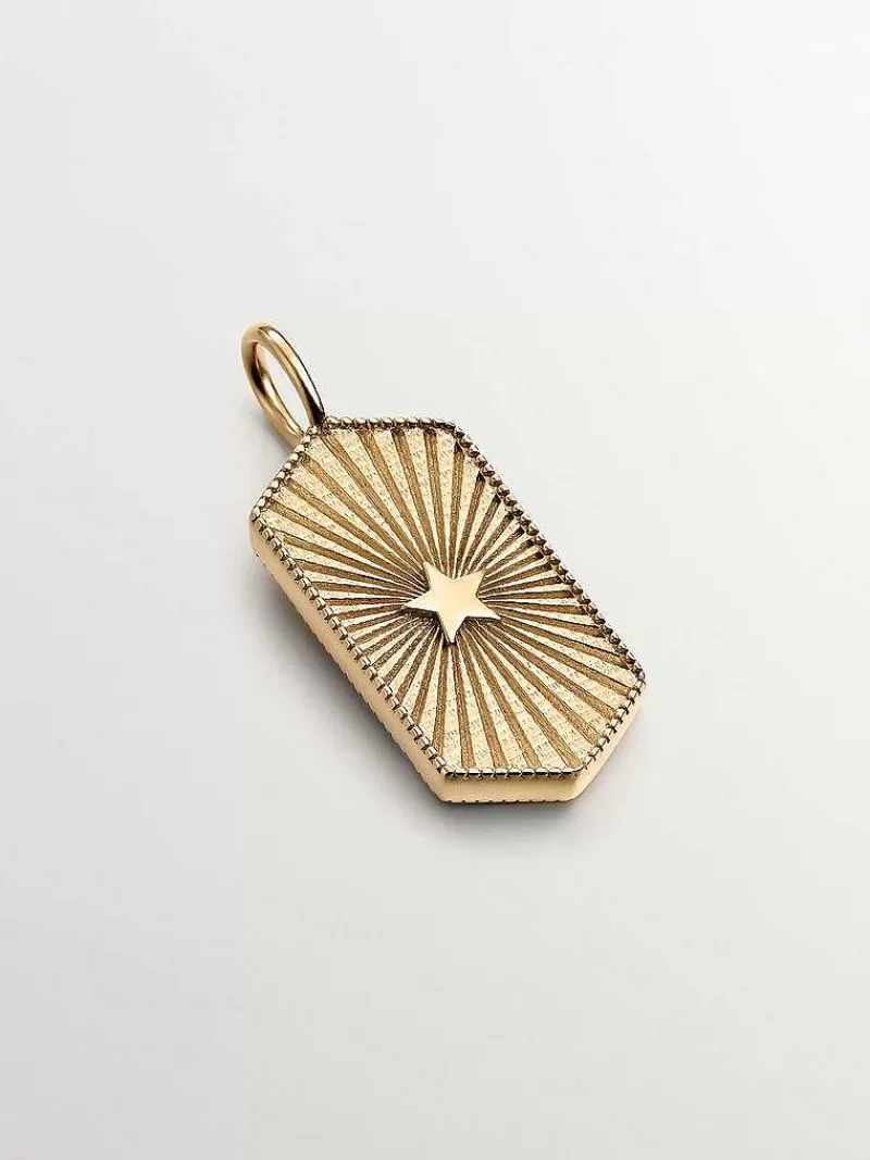 Aristocrazy Charms De Plata-Charm De Plata 925 Banada En Oro Amarillo De 18K Tierra Con Esmalte Naranja