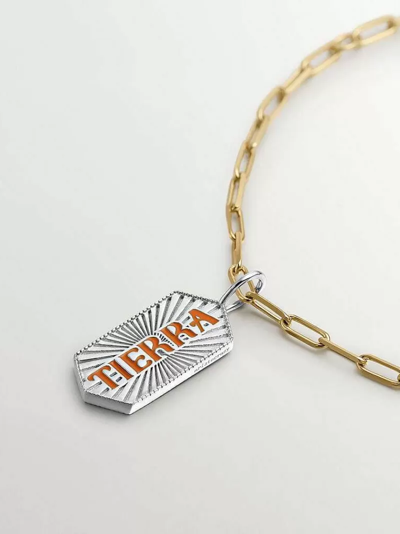 Aristocrazy Charms De Plata-Charm De Plata 925 Tierra Con Esmalte Naranja