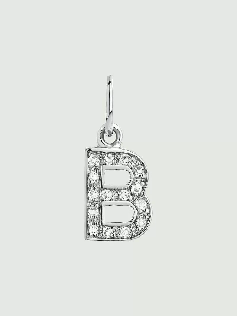 Aristocrazy Charms De Letras-Charm De Plata 925 Y Topacios Blancos Inicial B