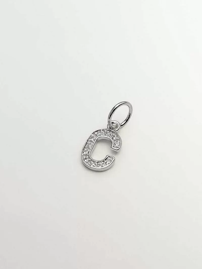 Aristocrazy Charms De Letras-Charm De Plata 925 Y Topacios Blancos Inicial C