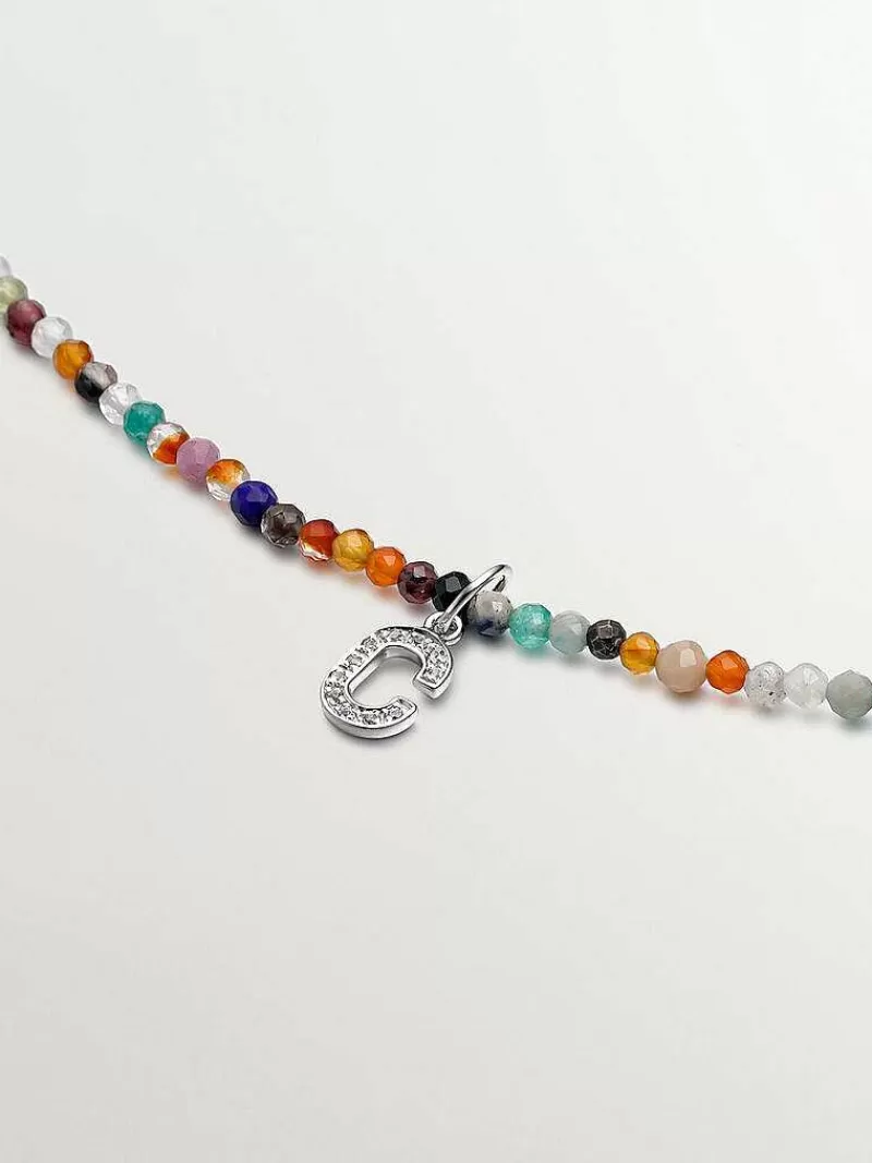 Aristocrazy Charms De Letras-Charm De Plata 925 Y Topacios Blancos Inicial C