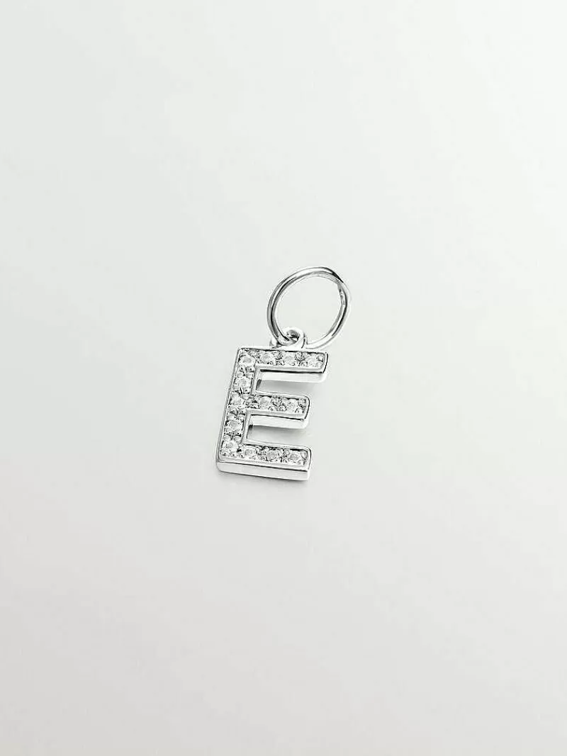 Aristocrazy Conectores-Charm De Plata 925 Y Topacios Blancos Inicial E