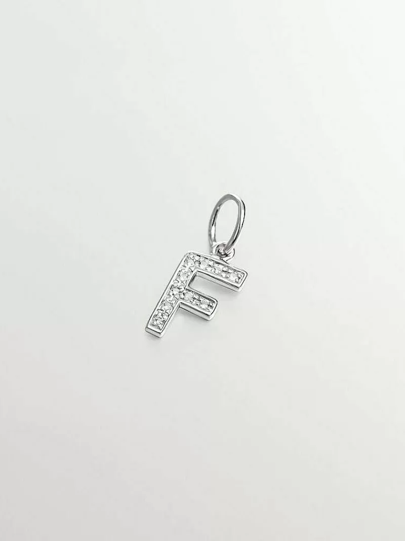 Aristocrazy Charms De Letras-Charm De Plata 925 Y Topacios Blancos Inicial F