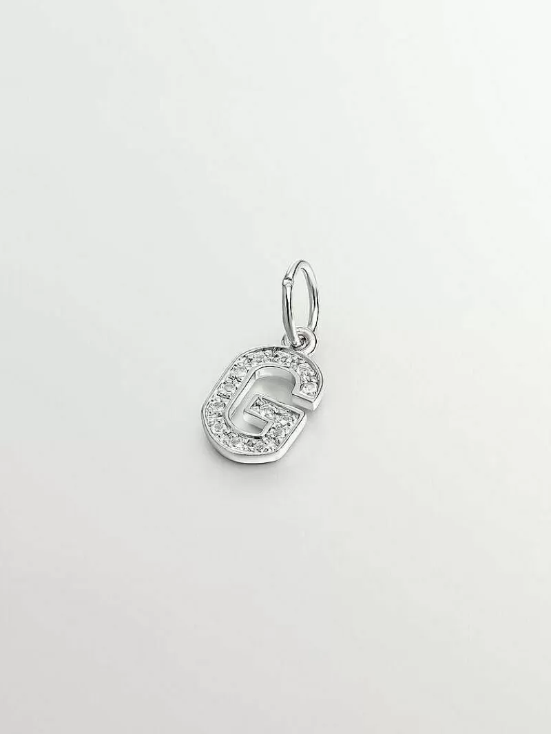 Aristocrazy Charms De Letras-Charm De Plata 925 Y Topacios Blancos Inicial G