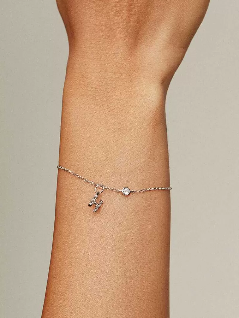 Aristocrazy Charms De Letras-Charm De Plata 925 Y Topacios Blancos Inicial H