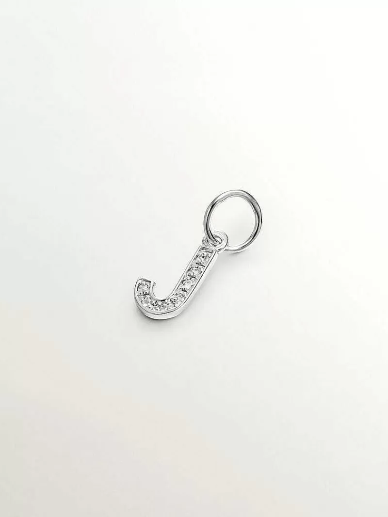 Aristocrazy Charms De Letras-Charm De Plata 925 Y Topacios Blancos Inicial J