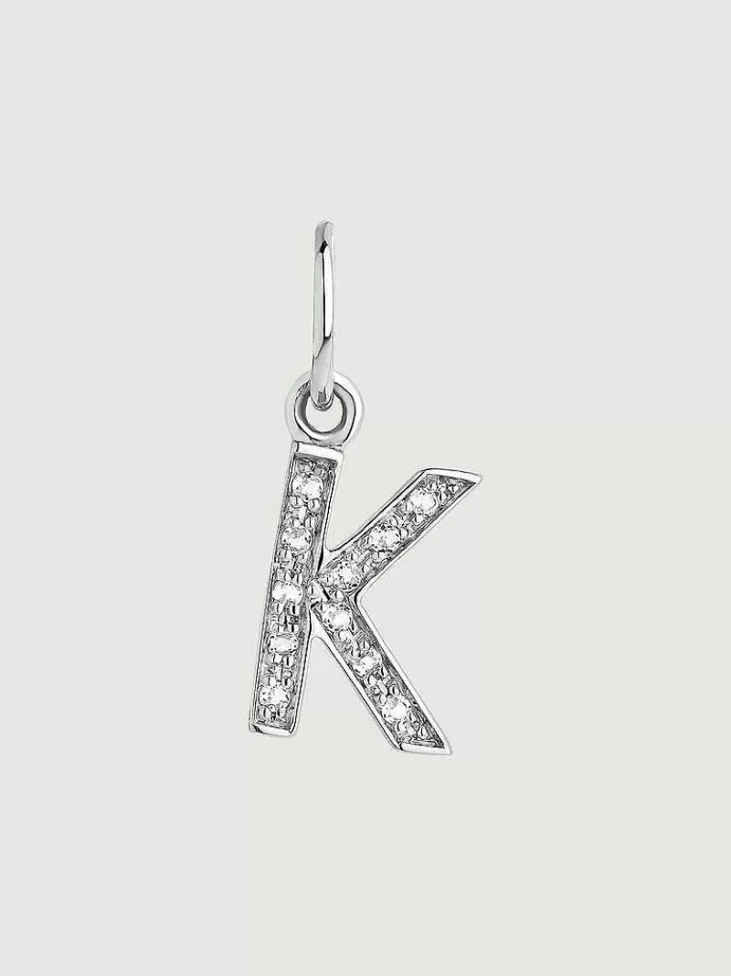 Aristocrazy Charms De Letras-Charm De Plata 925 Y Topacios Blancos Inicial K