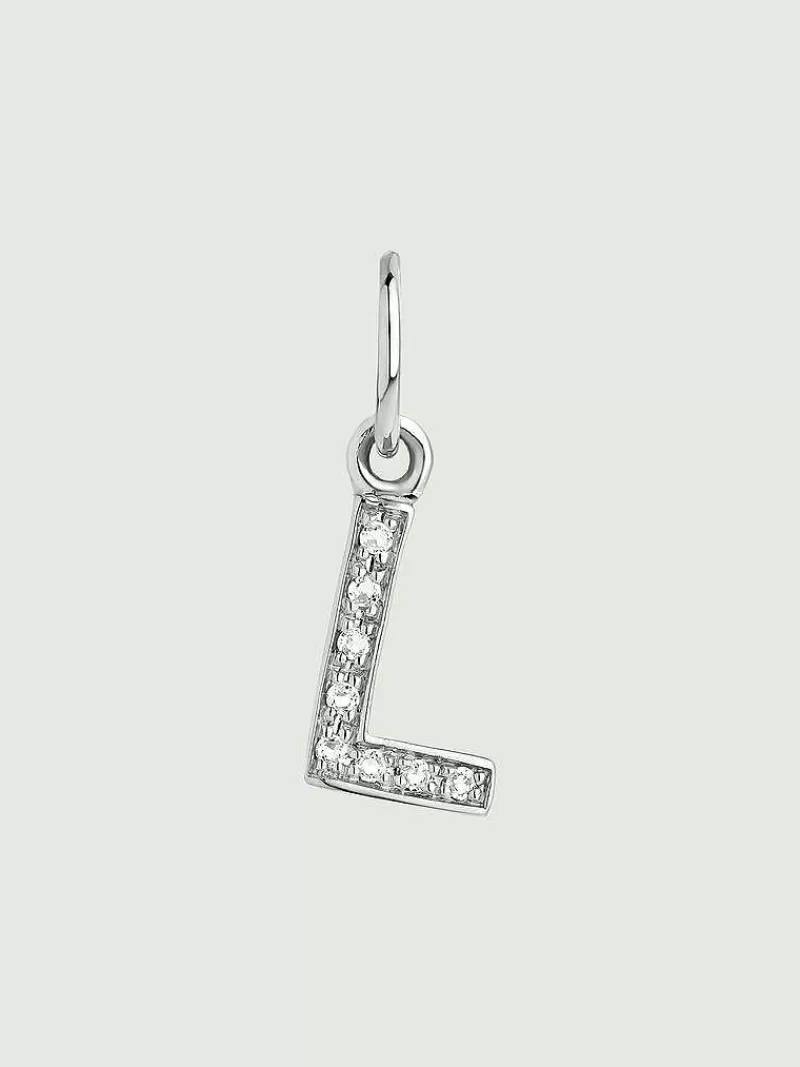 Aristocrazy Charms De Letras-Charm De Plata 925 Y Topacios Blancos Inicial L