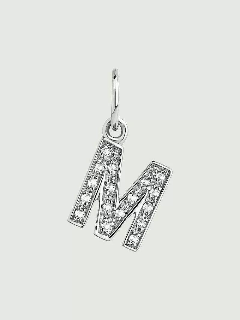 Aristocrazy Charms De Letras-Charm De Plata 925 Y Topacios Blancos Inicial M