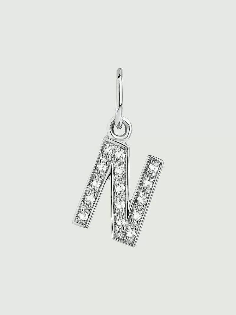 Aristocrazy Charms De Letras-Charm De Plata 925 Y Topacios Blancos Inicial N