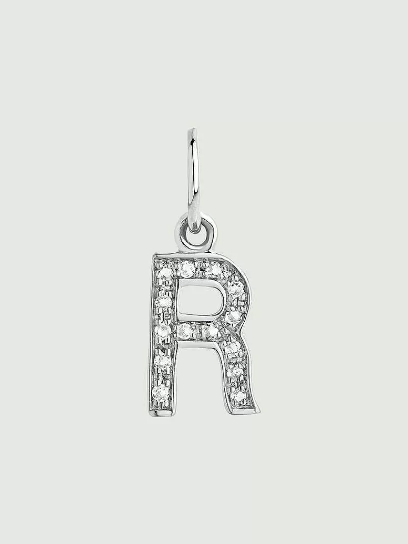 Aristocrazy Charms De Letras-Charm De Plata 925 Y Topacios Blancos Inicial R