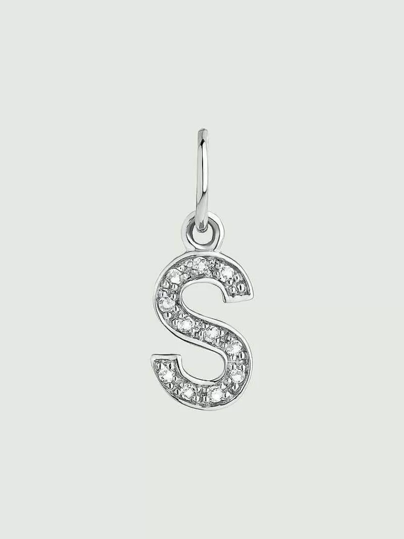 Aristocrazy Conectores-Charm De Plata 925 Y Topacios Blancos Inicial S