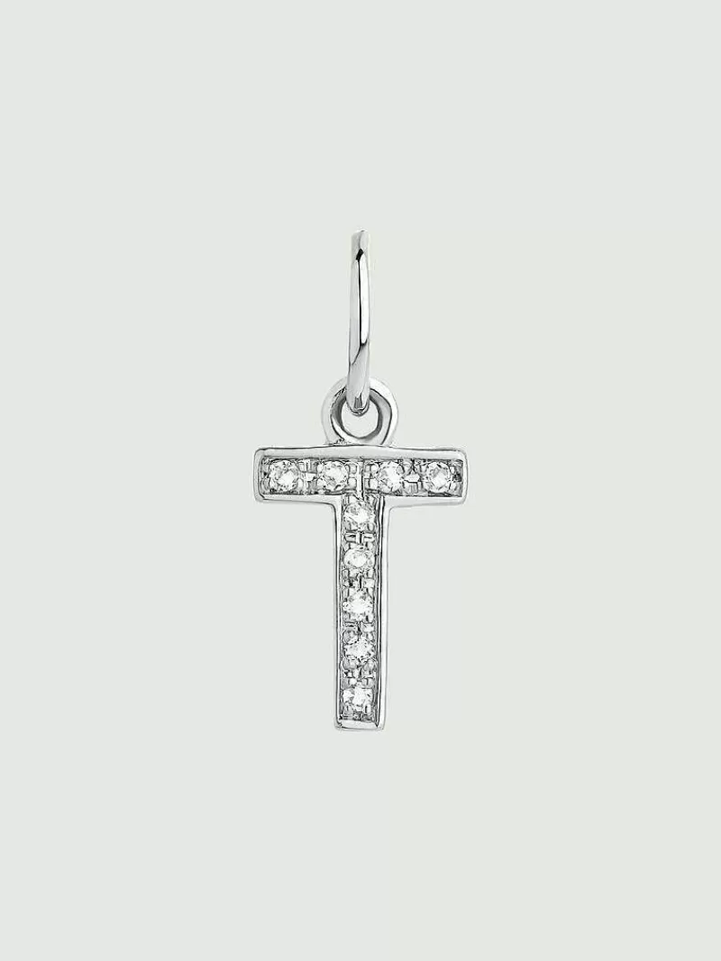 Aristocrazy Charms De Letras-Charm De Plata 925 Y Topacios Blancos Inicial T