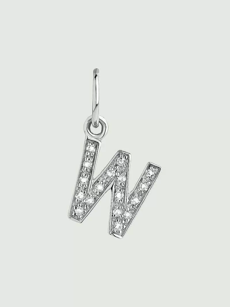 Aristocrazy Charms De Letras-Charm De Plata 925 Y Topacios Blancos Inicial W