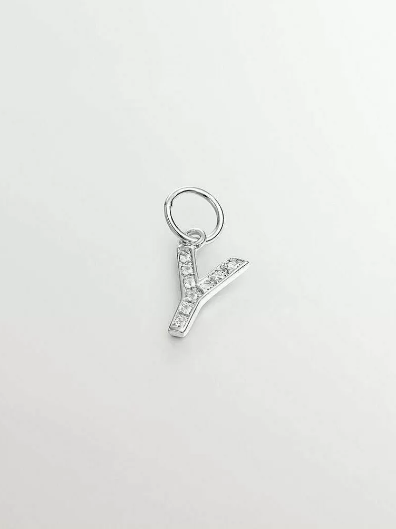 Aristocrazy Charms De Letras-Charm De Plata 925 Y Topacios Blancos Inicial Y
