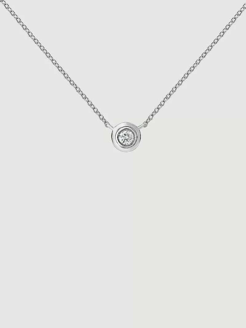 Aristocrazy Collares De Plata-Colgante De Oro Blanco De 18K Con Diamante