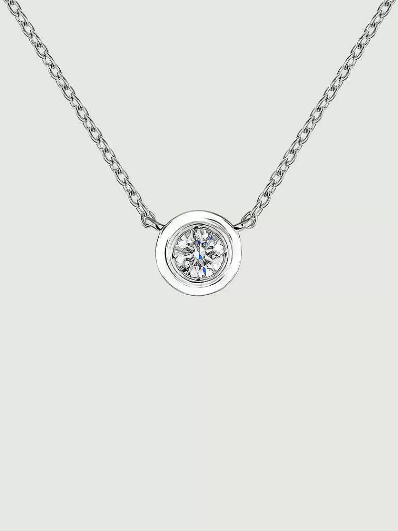 Aristocrazy Collares De Plata-Colgante De Oro Blanco De 18K Con Diamante