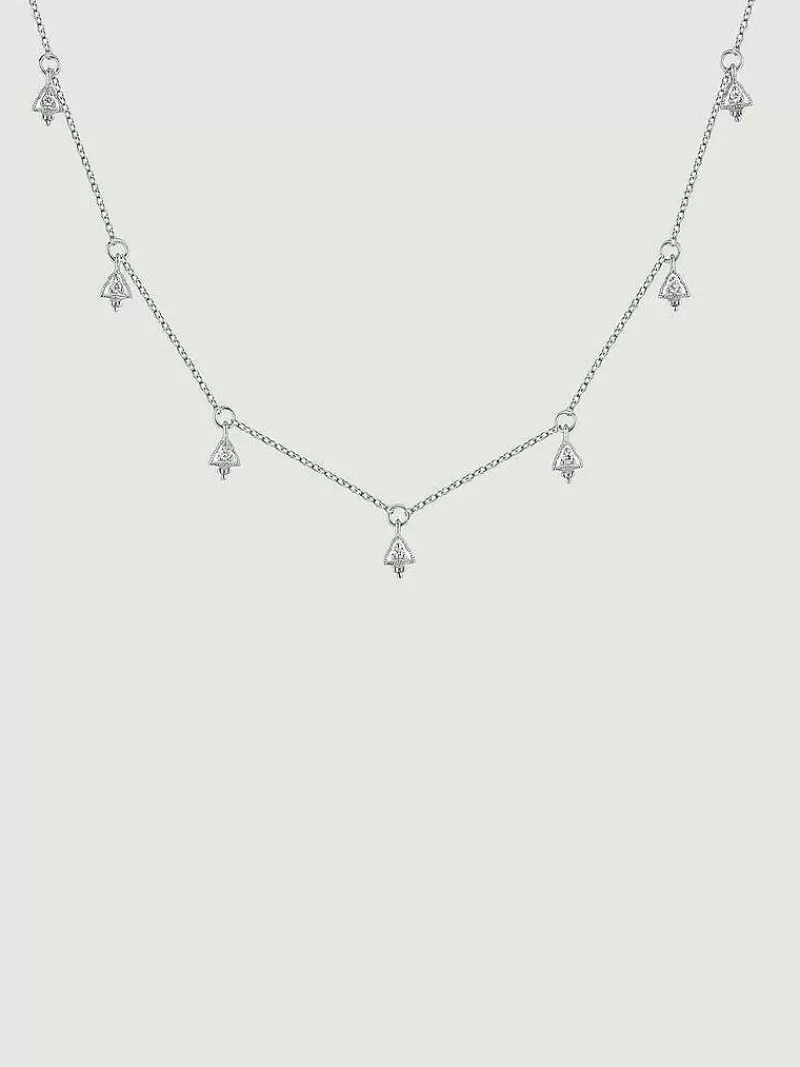 Aristocrazy Collares De Plata-Colgante De Oro Blanco De 9K Con Rombos