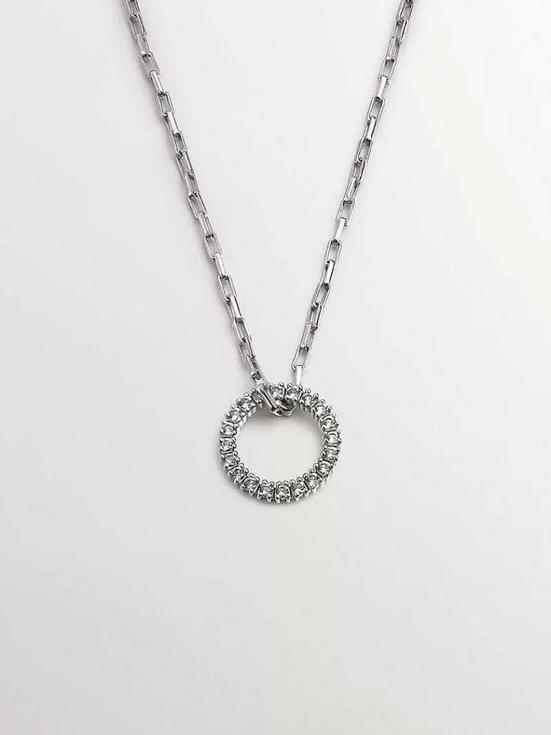 Aristocrazy Collares De Plata-Colgante De Plata 925 Con Circulo De Topacios Blancos