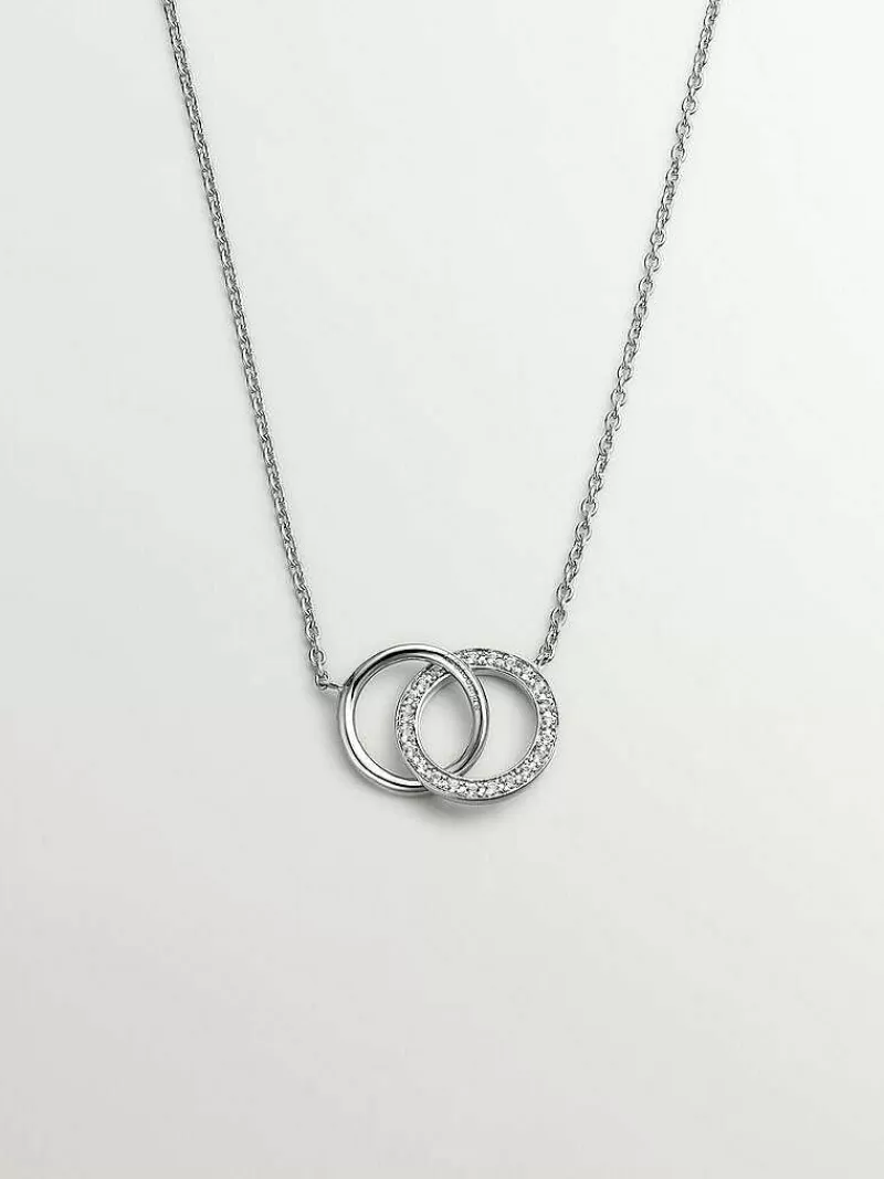 Aristocrazy Collares De Plata-Colgante De Plata 925 Con Circulos Y Topacios Blancos