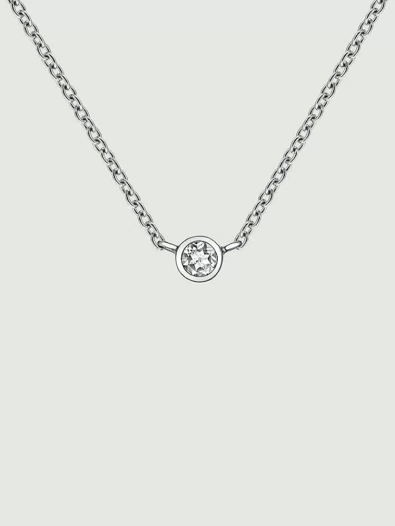 Aristocrazy Collares De Plata-Colgante Solitario De Plata 925 Con Topacio Blanco