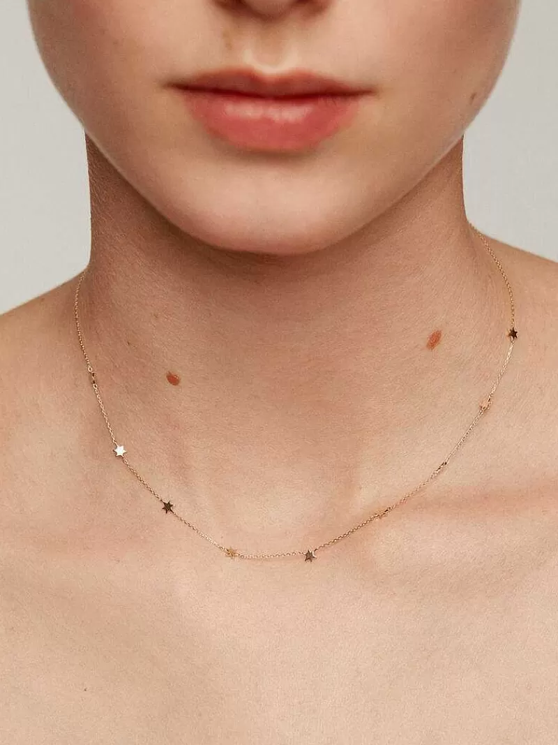 Aristocrazy Collares De Oro-Collar De Oro Amarillo De 9K Con Estrellas