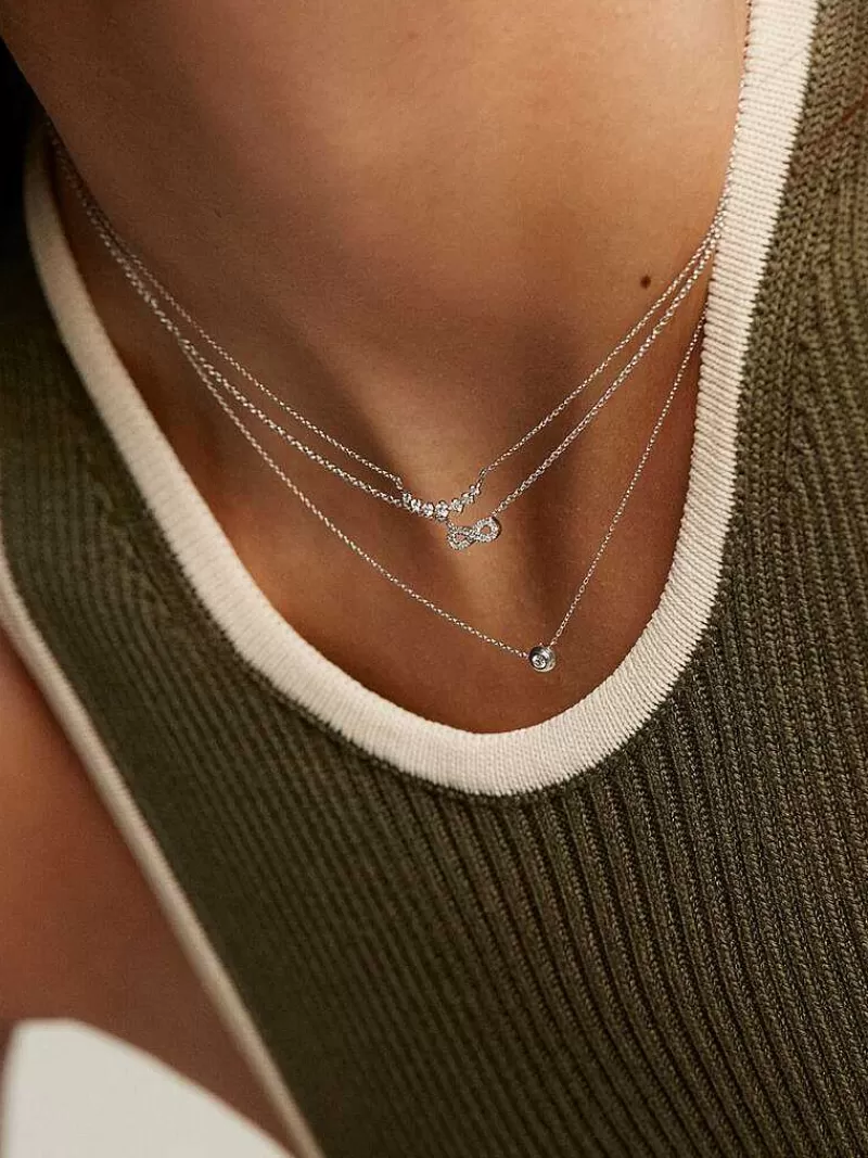 Aristocrazy Collares De Plata-Collar De Oro Blanco De 18K Con Diamantes