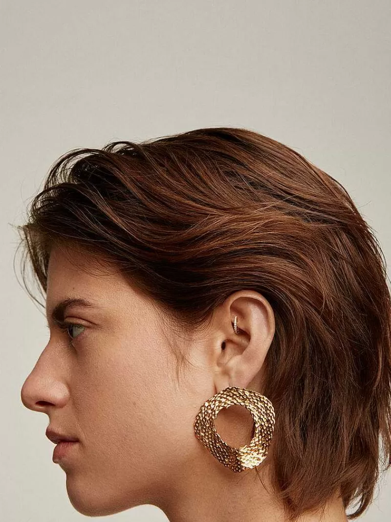 Aristocrazy Pendientes Por Unidad-Pendiente De Aro Individual De Oro Amarillo De 18K Con Diamantes