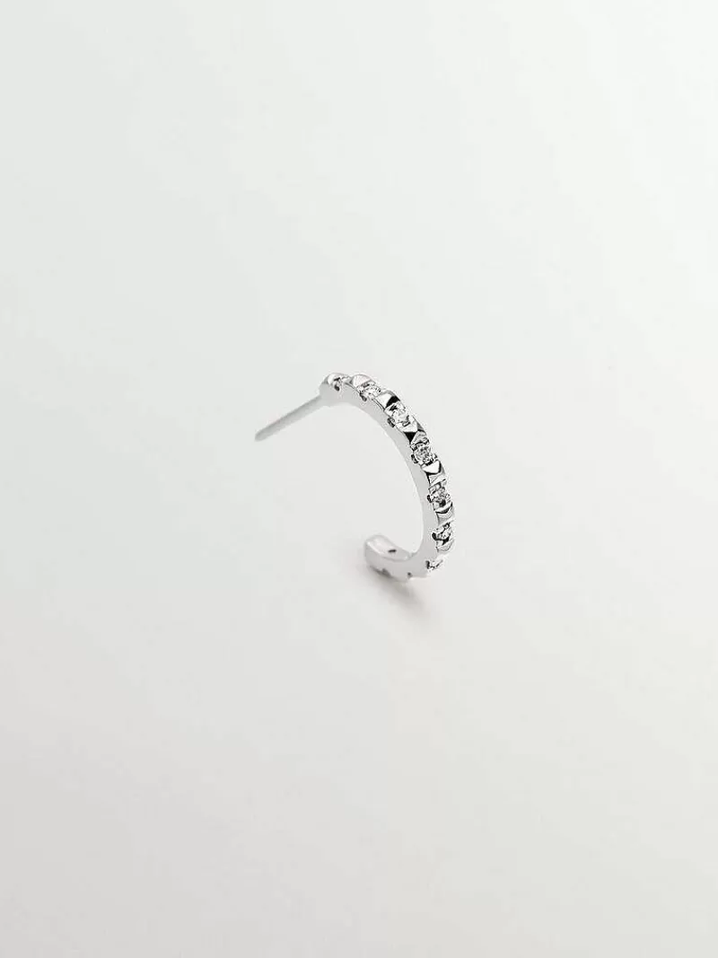 Aristocrazy Pendientes De Oro-Pendiente De Aro Individual De Oro Blanco De 18K Con Diamantes
