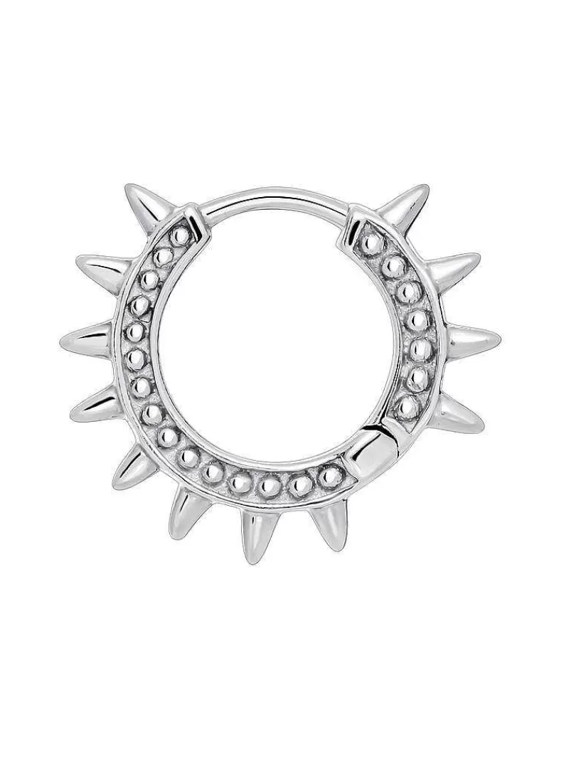 Aristocrazy Pendientes Por Unidad-Pendiente De Aro Individual De Oro Blanco De 9K Con Pinchos Y Esferas